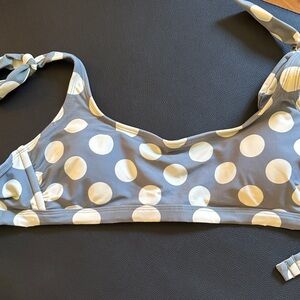 Xhilaration Gray and White Polka Dot Bikini Top